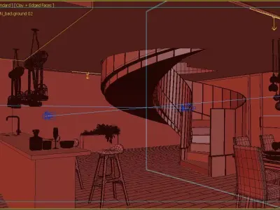 Appartment with spiral stair 3D model