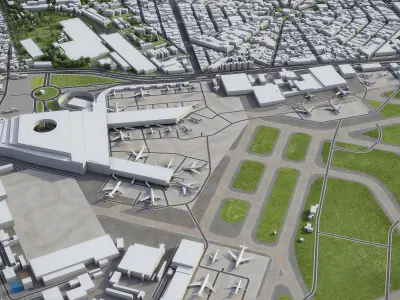 Mexico - City International Airport - MEX Low-poly 3D model