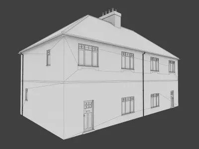 Semi detached UK house low poly Low-poly 3D model
