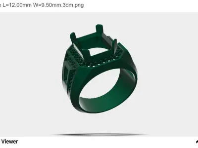 Men Ring With Asscher Cut Center Stone 3D print model