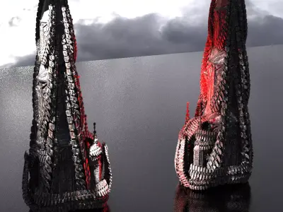 Horror Dark SpineTowers 3D model
