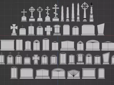 Tombstone Assets Low-poly 3D model
