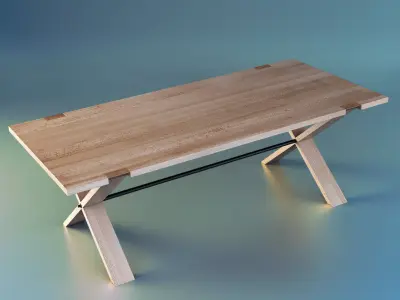 Oxymore wooden dining table with cross legs 3D model