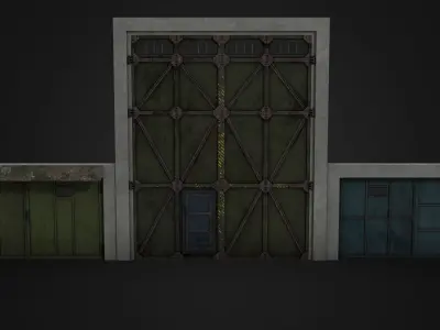 Big Industrial Gates Low-poly 3D model