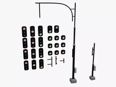 Street traffic lights Low-poly 3D model