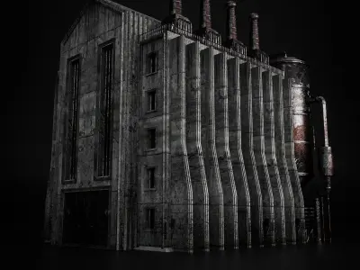 INDUSTRIAL SCIFI BUILDING 02 Low-poly 3D model