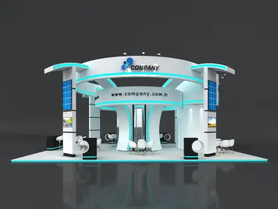 Exhibition Stand Booth Stall 12x10m Height 500cm 4 Side Open 3D model