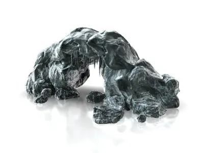 Ice cave entrance Low-poly 3D model