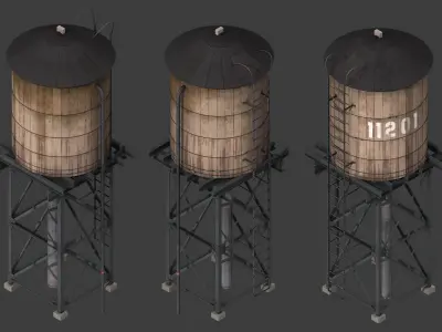 New York Water Tank Low-poly 3D model