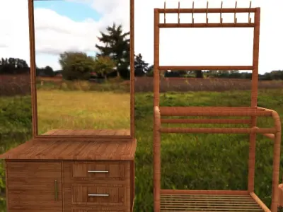 furniture dresser with mirror and drawers Low-poly 3D model