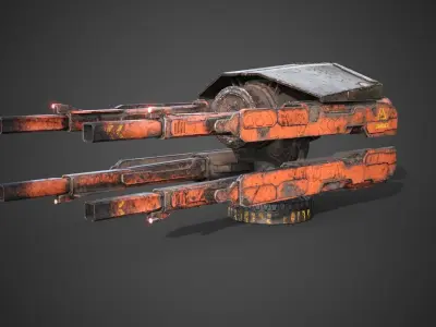 Sci-fi close combat gun turret  Low-poly 3D model