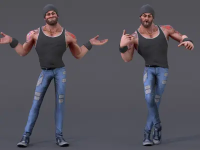 James Cartoon Rig V2 Low-poly 3D model