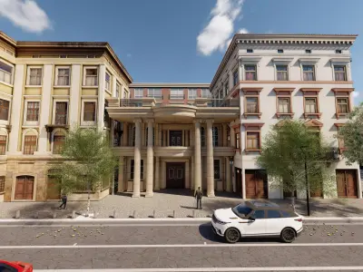 Classic stone facade-Building Classic Facade Element 3D model 4