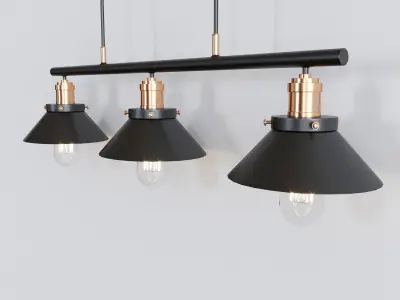 Three Light Pulley Pendant Light 3D model