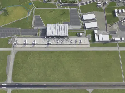 Wroclaw Airport Low-poly 3D model