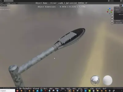 Street Light 1 Galvanized 3000mm 1F Low-poly 3D model