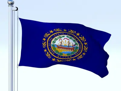 Animated New Hampshire Flag Low-poly 3D model