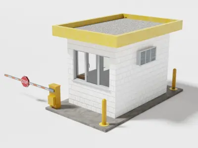 Security guard booth Low-poly 3D model