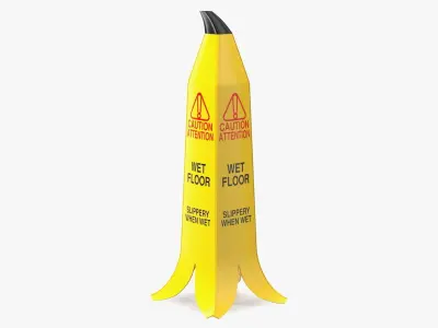 Banana Cone Caution Wet Floor Sign 90cm 3D model