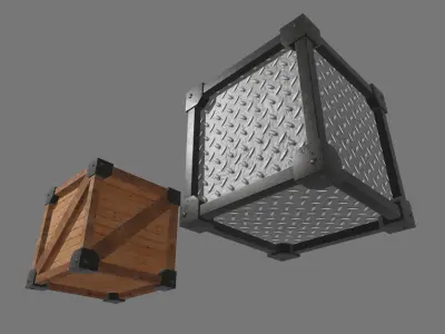 wooden and metal crate 3D model