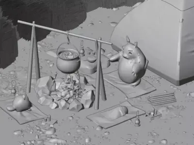 Cozy Woodland Camp 3D Scene 3D model