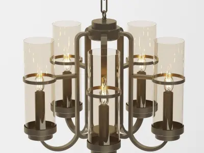 Five flames Cylindrical Chandelier 3D model