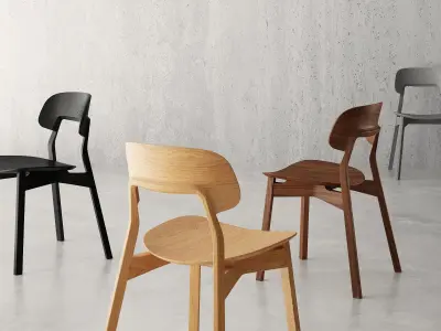Nonoto Chair Wooden Seat 3D model