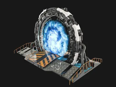 Teleporter space door Low-poly 3D model