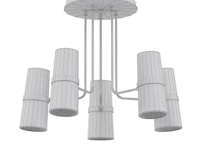 CONIFER 5 five light chandelier with brass and shades 3D model