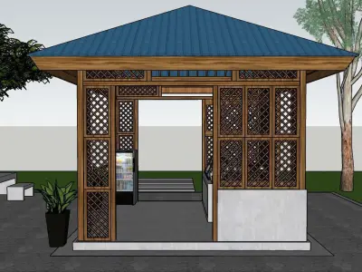 exterior gazebo wood 3D model