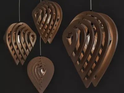Modern Water Drop Wooden Chandelier 3d model Low-poly 3D model