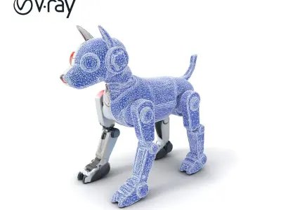LED Lit Robot Dog model pack with neon strips and dynamic lig... Low-poly 3D model