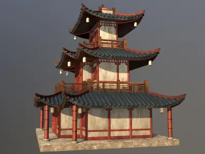  Asian Japanese and Chinese Realistic Building 3D model