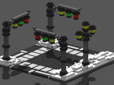 Xmas Road Voxel - 3 Low-poly 3D model