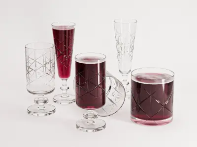 Glass Set 01 Low-poly 3D model