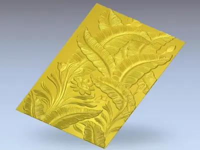 Modern Tropical Relief Panel Wall Decor Set STL Mural CNC 338 3D model