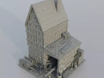 Medieval Carpenter House Tabletop Terrain 25 mm 3D print model