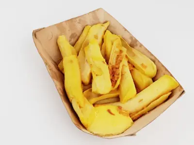 Potato dip dipping fried fry sauce with greens 3D model