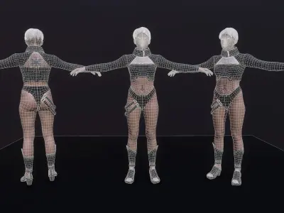 Cyberpunk Girl Low-poly 3D model