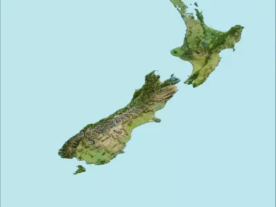 New Zealand Terrain Topography Elevation DEM Geography  map 3D model