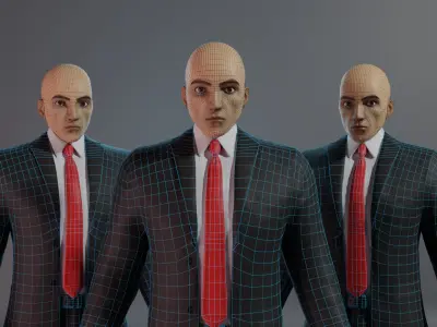  Muscular Man in Suit Rigged and Game-Ready 