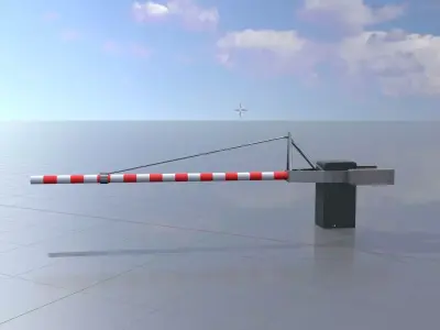 Railway Crossing Barrier 4 m closed Low-poly 3D model