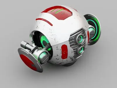 Ball Droid rigged- animated character 3D model