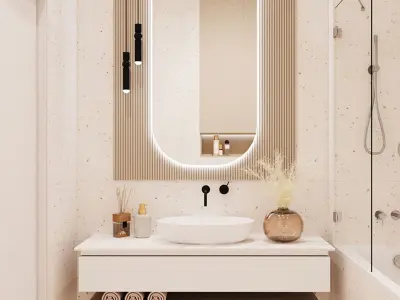 Shower room in modern style 3D model
