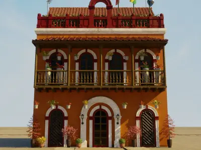 SOUTH AMERICAN BUILDING 006 Low-poly 3D model