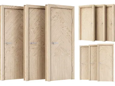 Wooden Door Set V14  3D model
