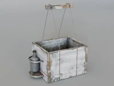 Metal bottle  leather bag and wooden hand box Low-poly 3D model