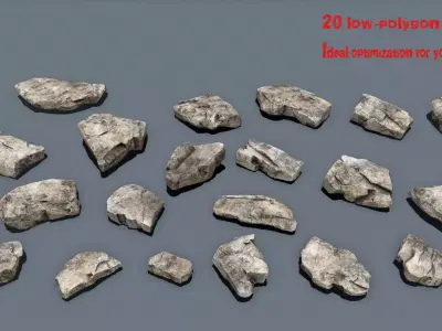 desert stones Low-poly 3D model