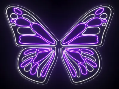 Butterfly Wings Neon Sign 3D model