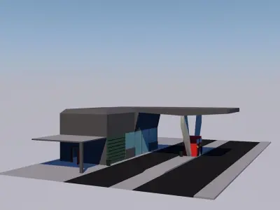 Low poly gas pit or stop Low-poly 3D model